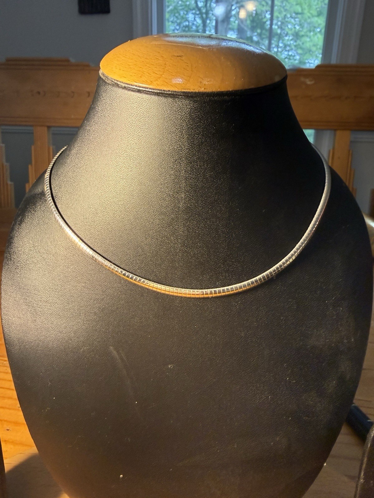 Thick Flat 4mm Omega Style Sterling Silver 16″ Curved Chain Choker VTG 12.84 Grm