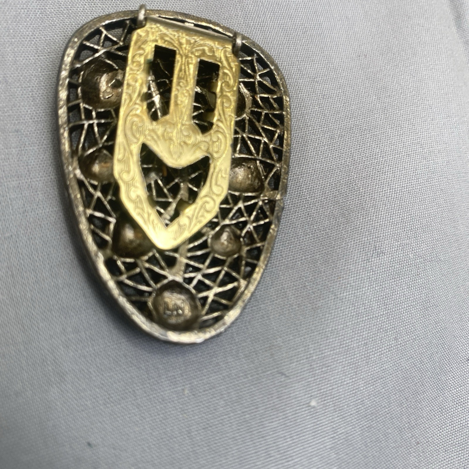 Vintage Signed LN Little Nemo Floral Dress Clip Gold Tone