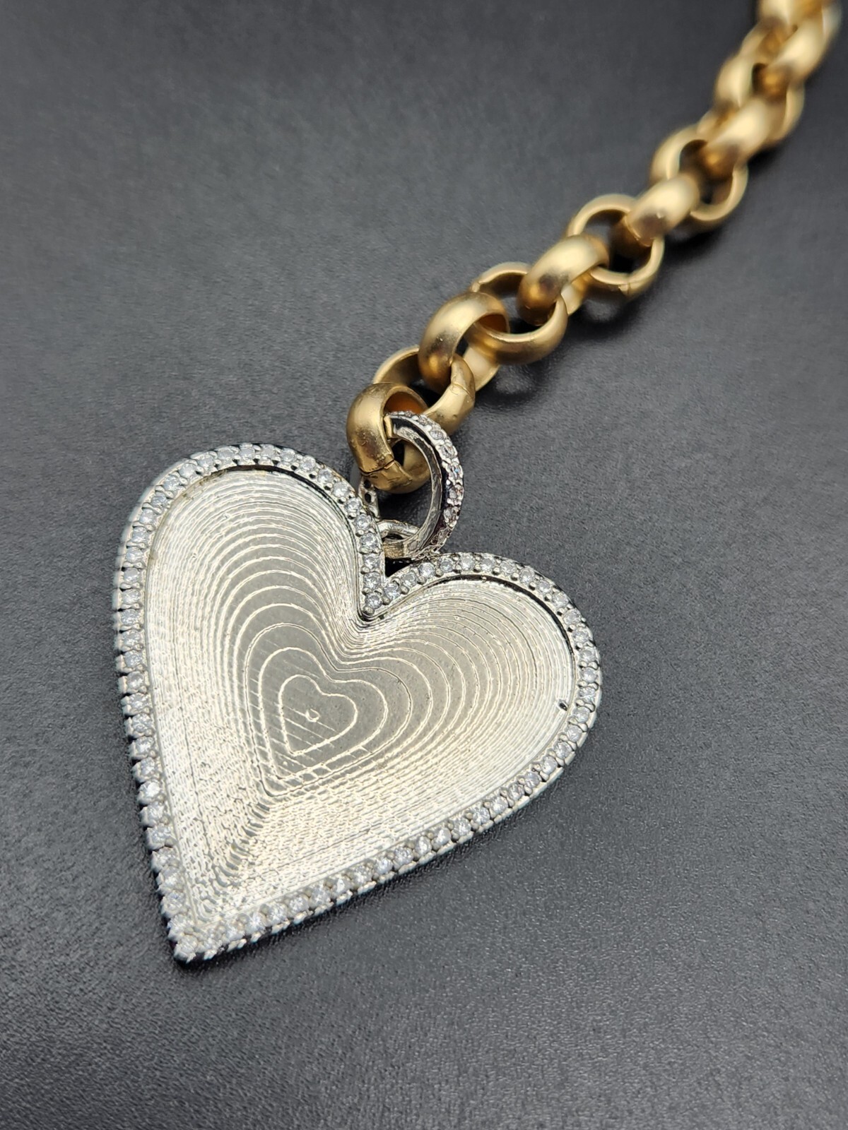 Stylish Silver Tone Heart Charm Wrap Gold Tone Chain Necklace