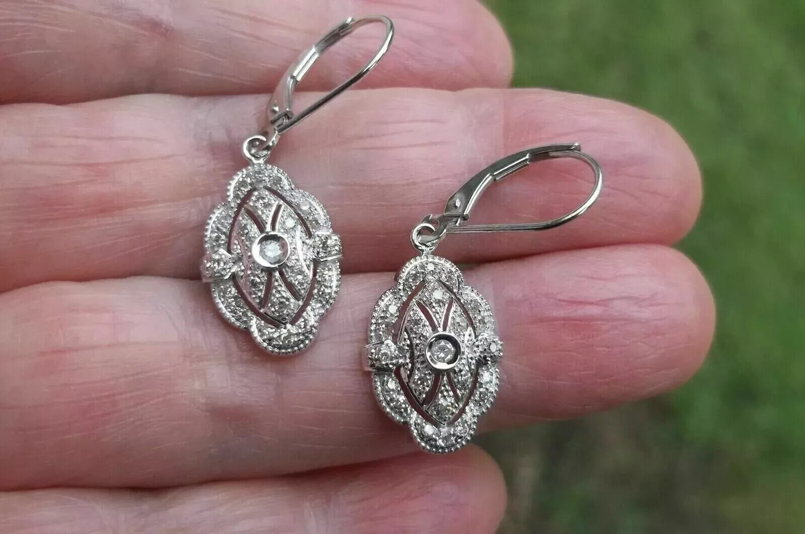 Vintage Style 2.5Ct Lab Created Diamond Drop/Dangle 14k White Gold FN Earrings