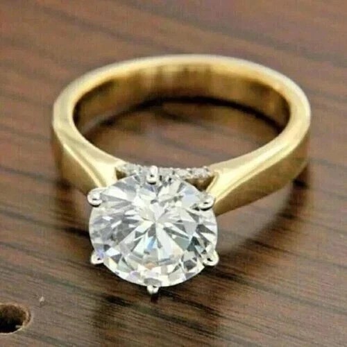 2.4Ct VVS1 Round Cut Lab Created Diamond Anniversary 14K Yellow Gold Finish Ring