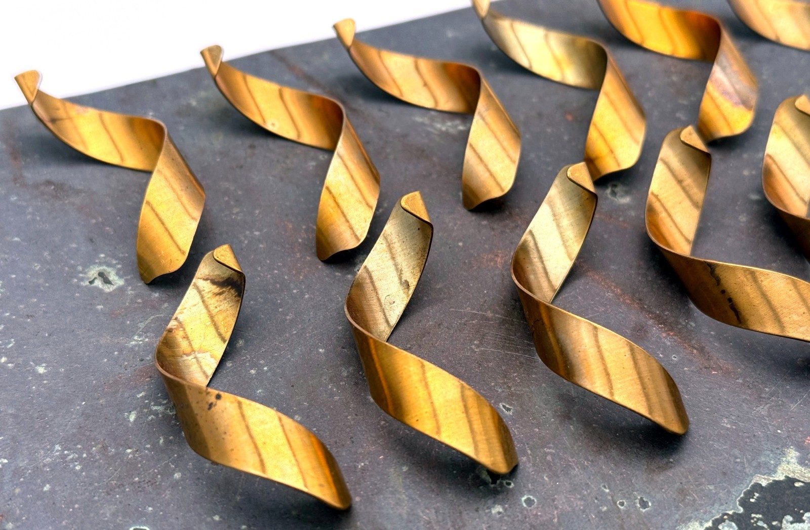 Vintage Brass Long Curls Jewelry Stamping Lot of 12