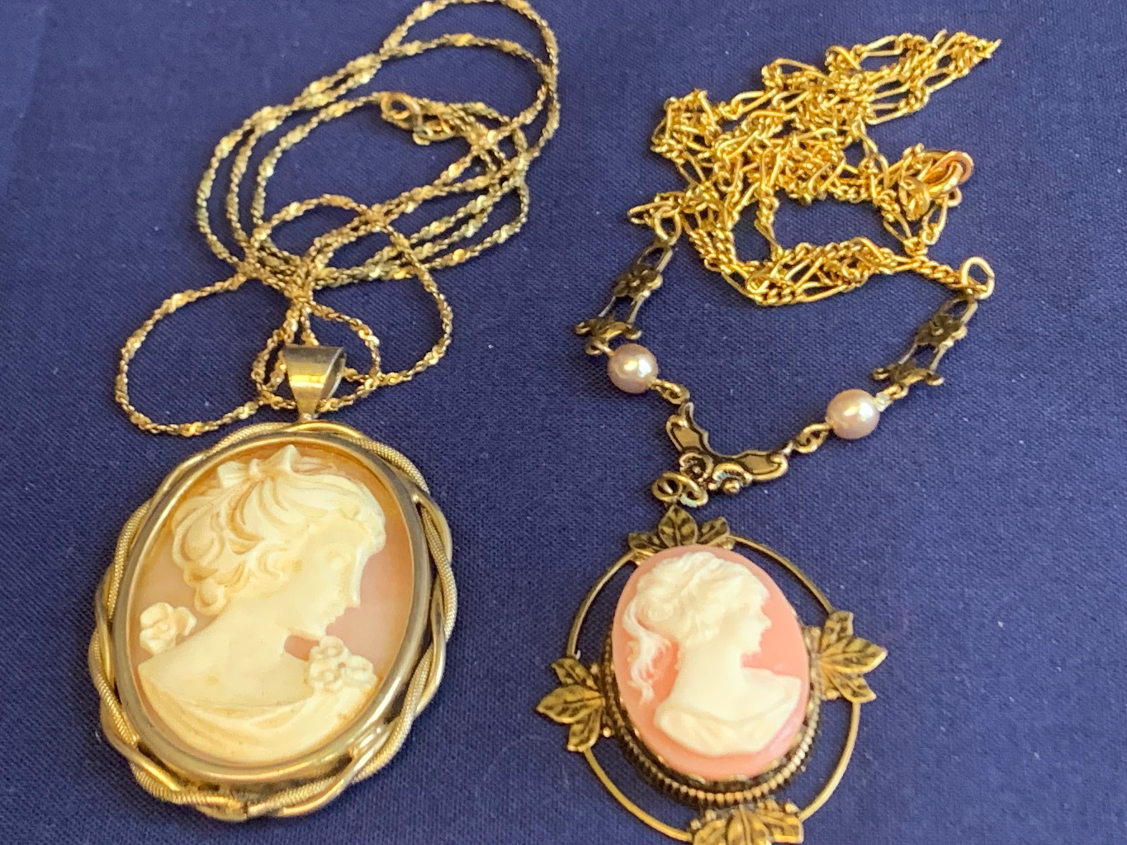 Vintage Cameo Jewelry Lot Lockets Choker Earrings Necklaces Brooches Pins
