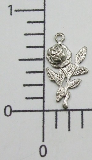 29954 4 Pc Matte Silver Oxidized Rose Flower Charm Finding