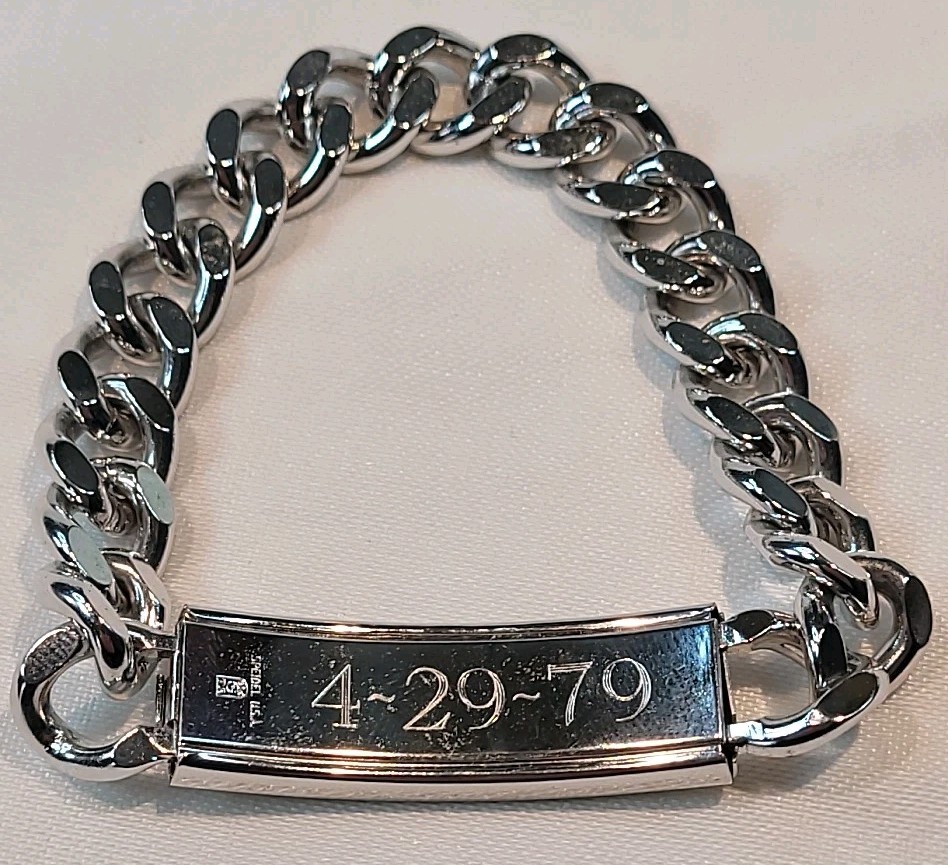 Vintage “Ste TA Speidel U S” ID Dog Tag Bracelet Stainless Steel Chain DAVID