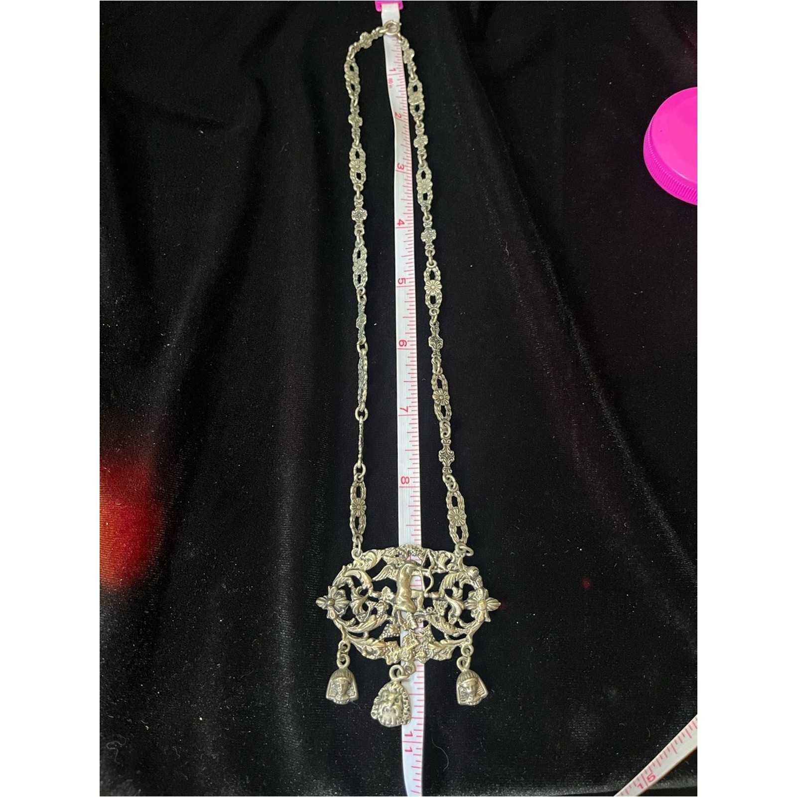 Coppini Antique Italian Renaissance Revival 800 Silver Medallion Necklace 1750