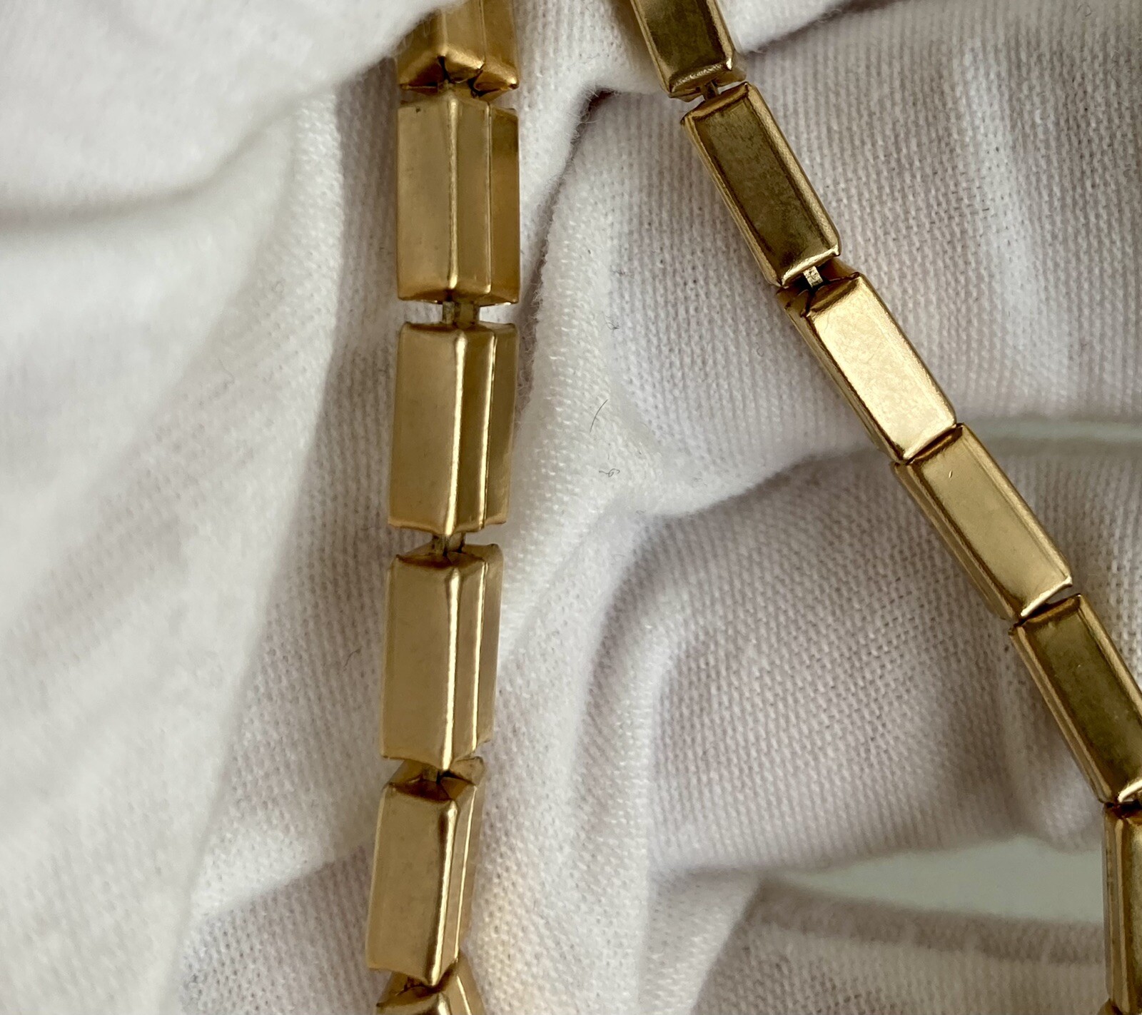 Vintage Rectangle Bar Box Link Chain Necklace 16” Gold Tone Adjustable 17.25g