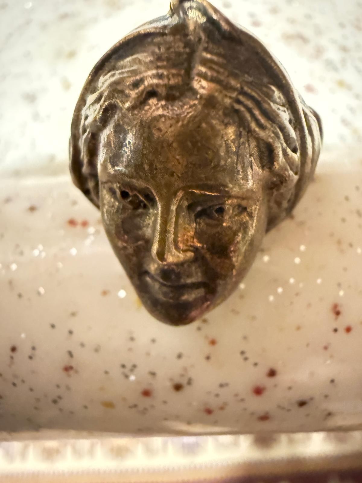 Vintage Bronze Ring – Goddess Bust