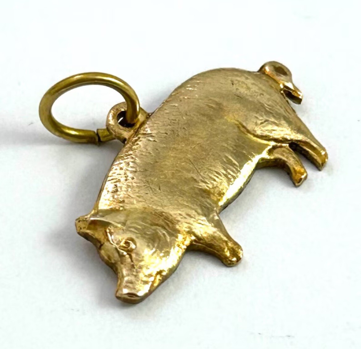 Vintage Pig Charm Necklace Pendant Tiny Piggy Vintage Jewelry Brass Animal Charm