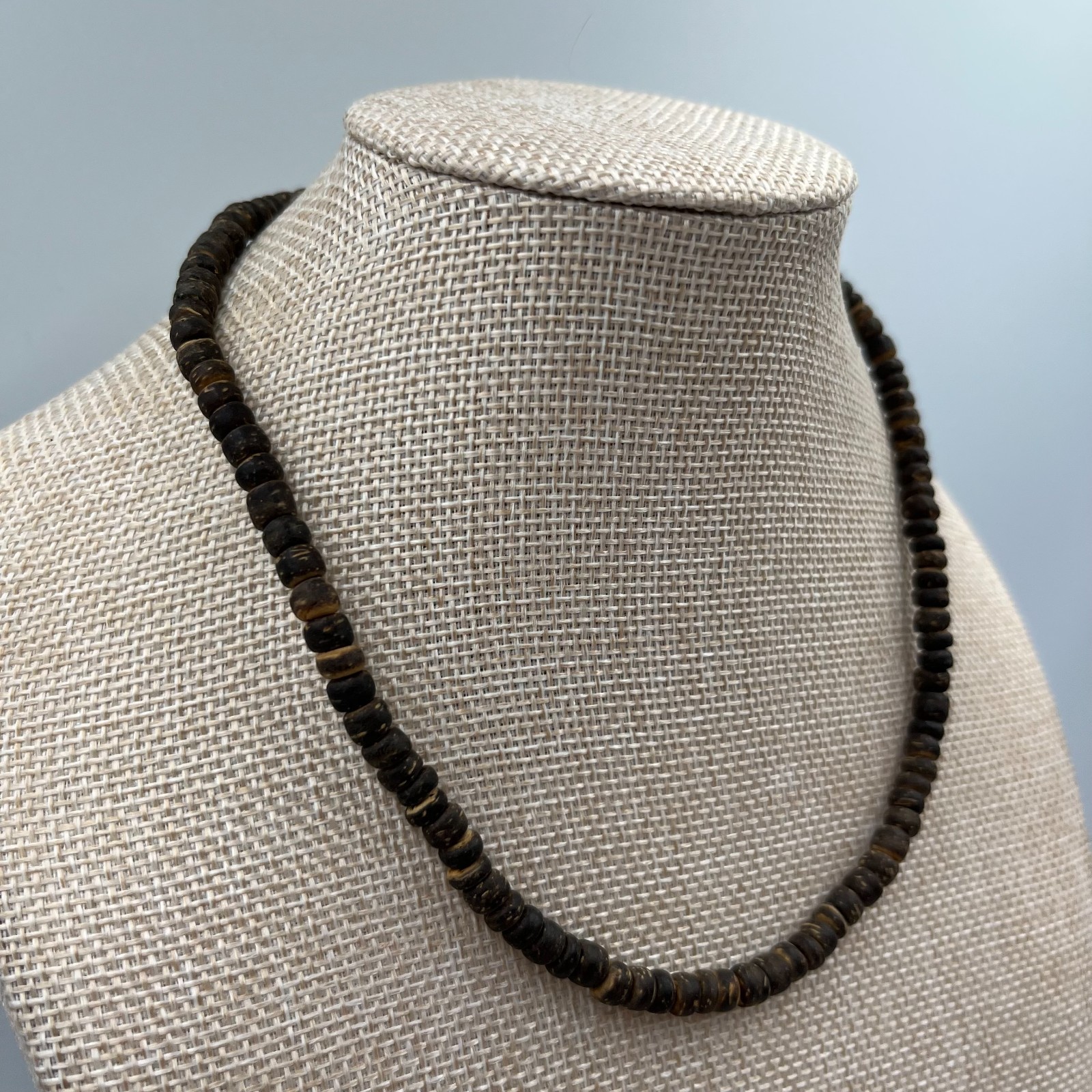 Vintage African Style Brass Black Glass Bead Necklace Ethnic Tribal Boho Jewelry