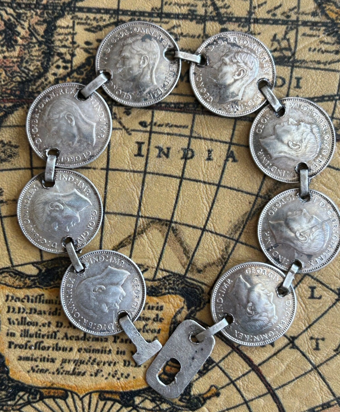 8 Australian Sixpence Silver Coins/ Vintage Bracelet