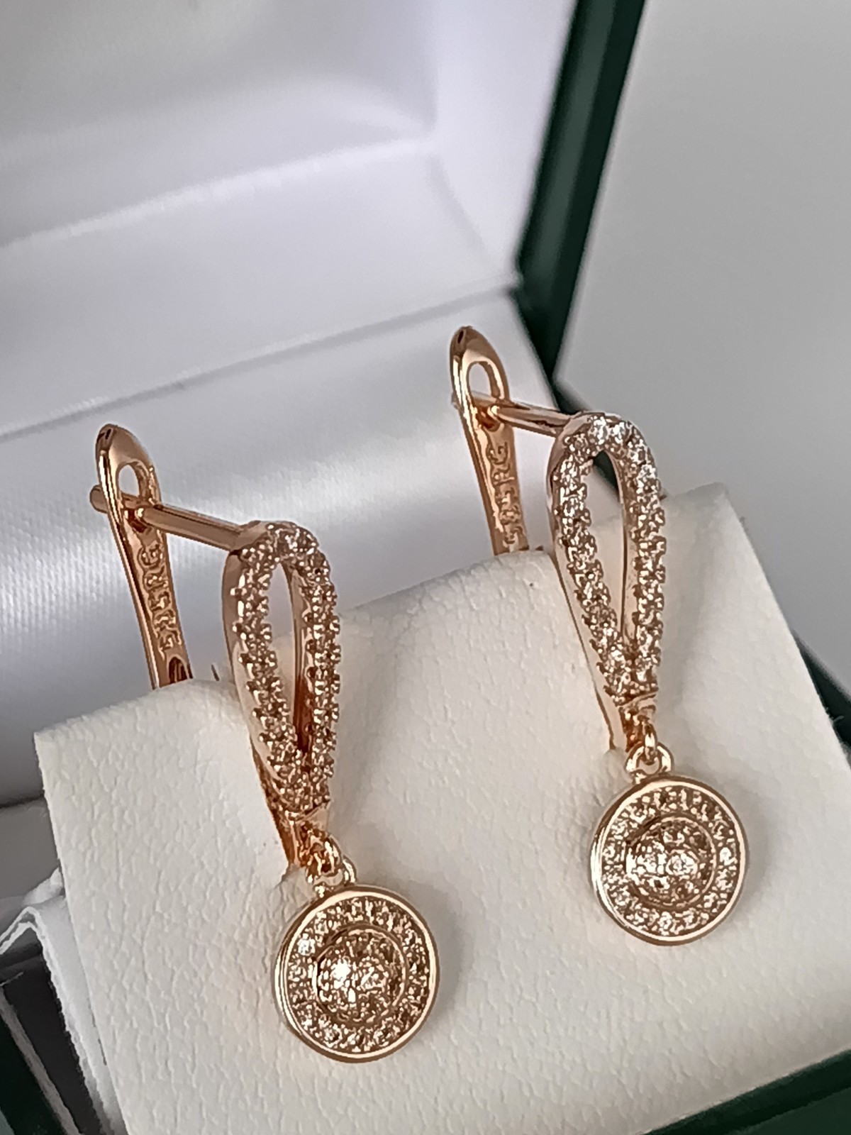Vintage 1990-s 14 Ct Rolled Gold Zircons Earrings-Hallmarked 585 RG
