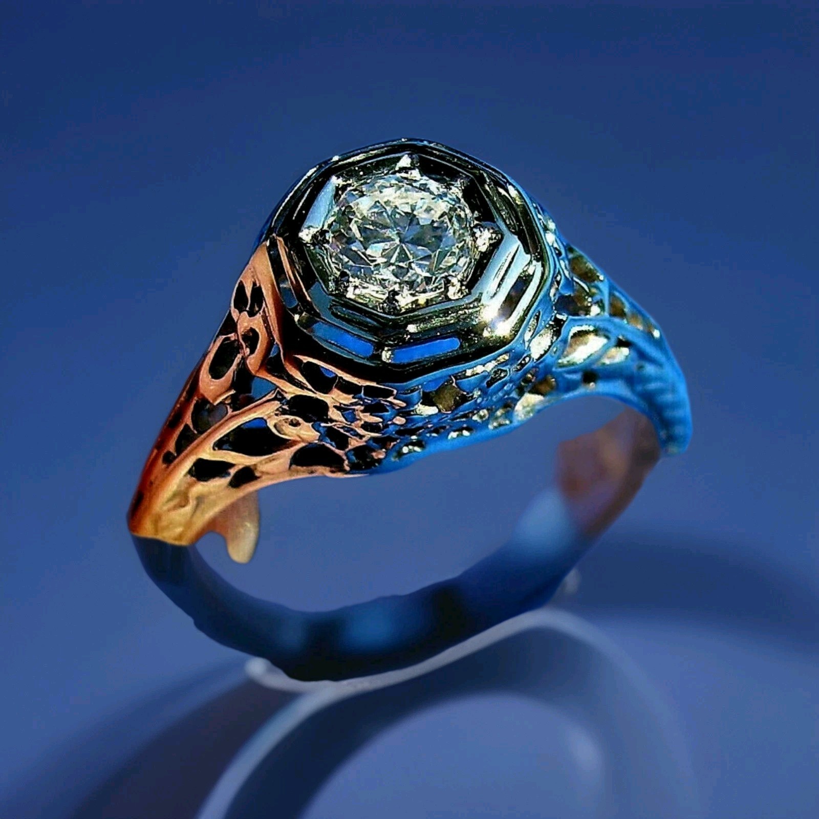 Original EARTH MINED DIAMOND Engagement Ring Vintage BELAIS Solitaire 18K GOLD