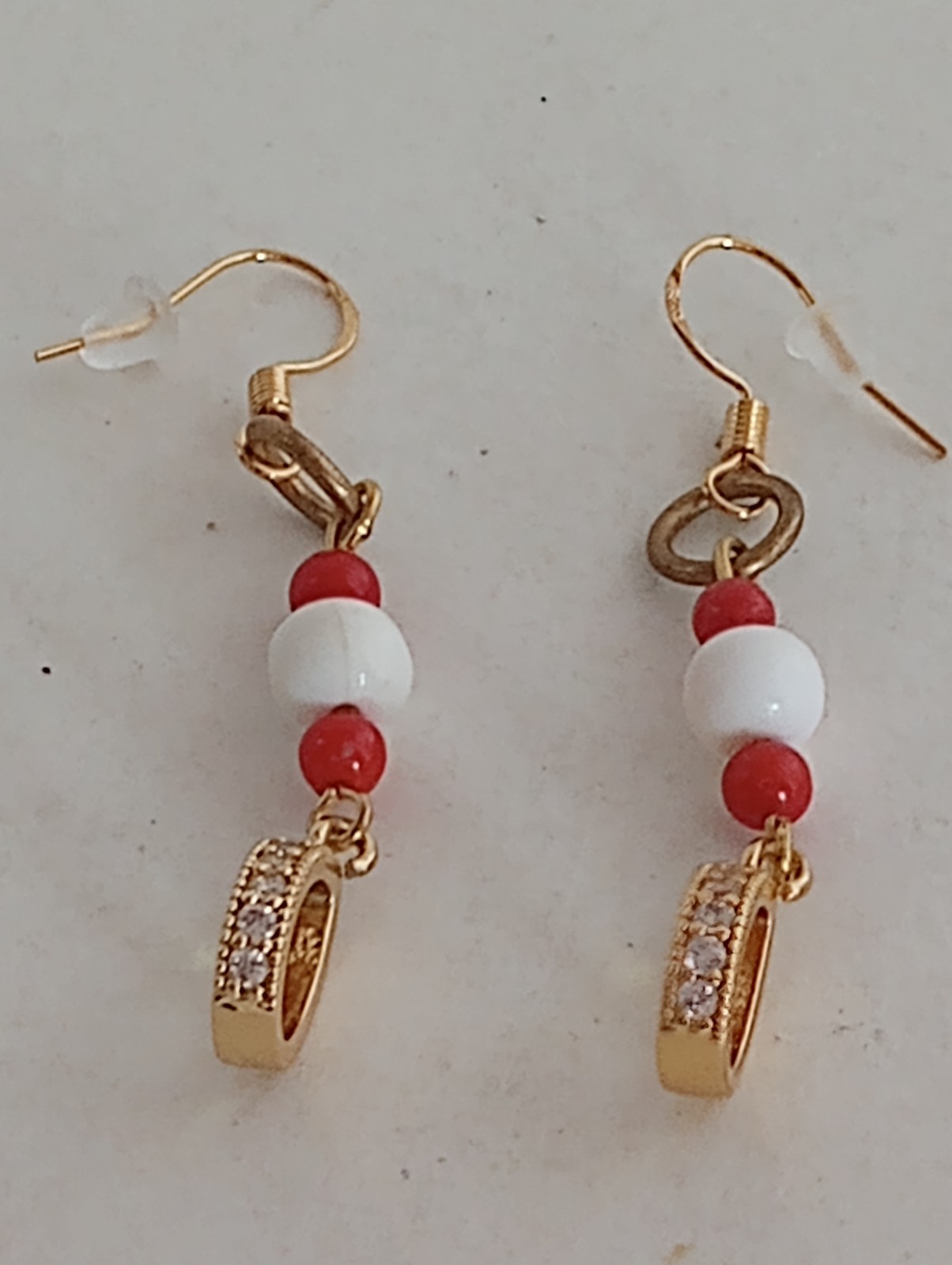 Estate 14K/20 GF Conch Shell White Coral Red Coral Necklace Earrings 30G 18″Long