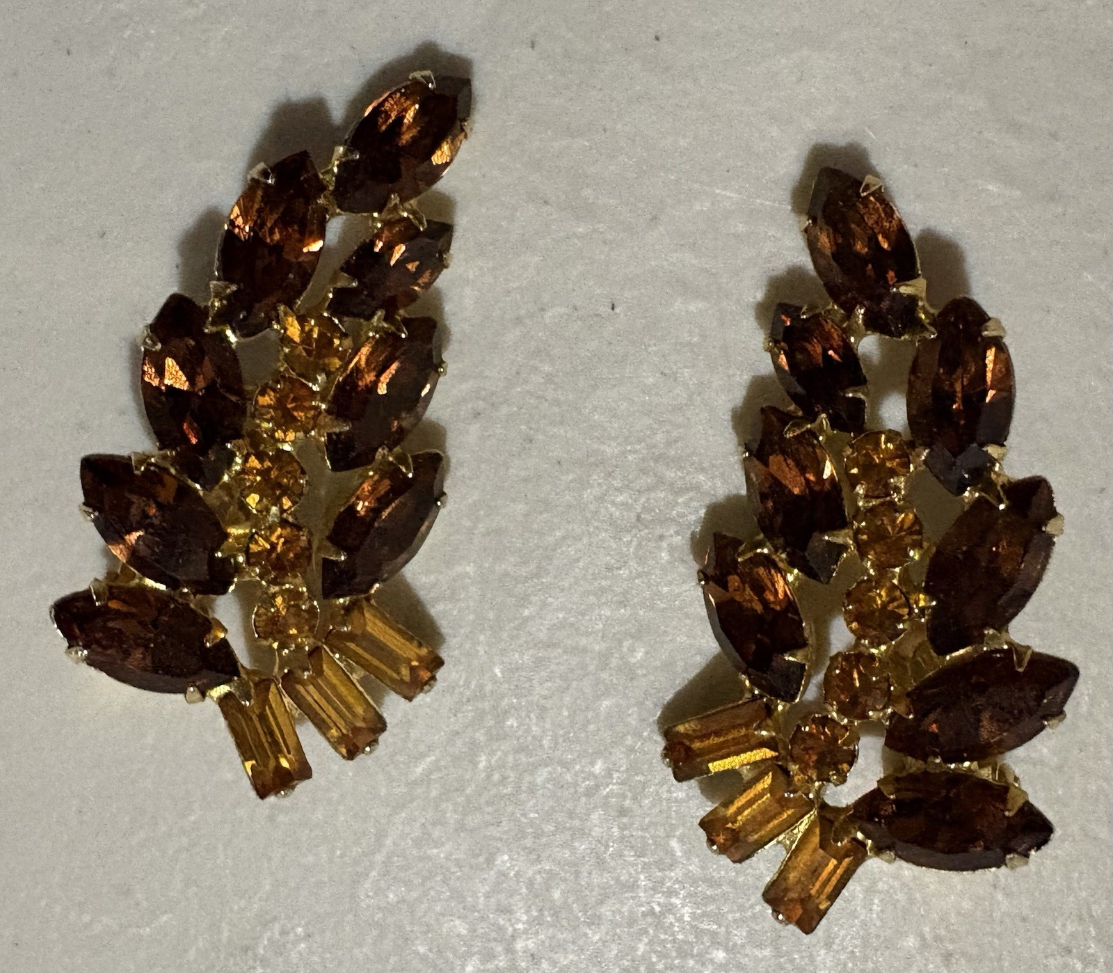 Vintage – Costume Jewelry- Amber and Gold – Bracelet and Earrings Set