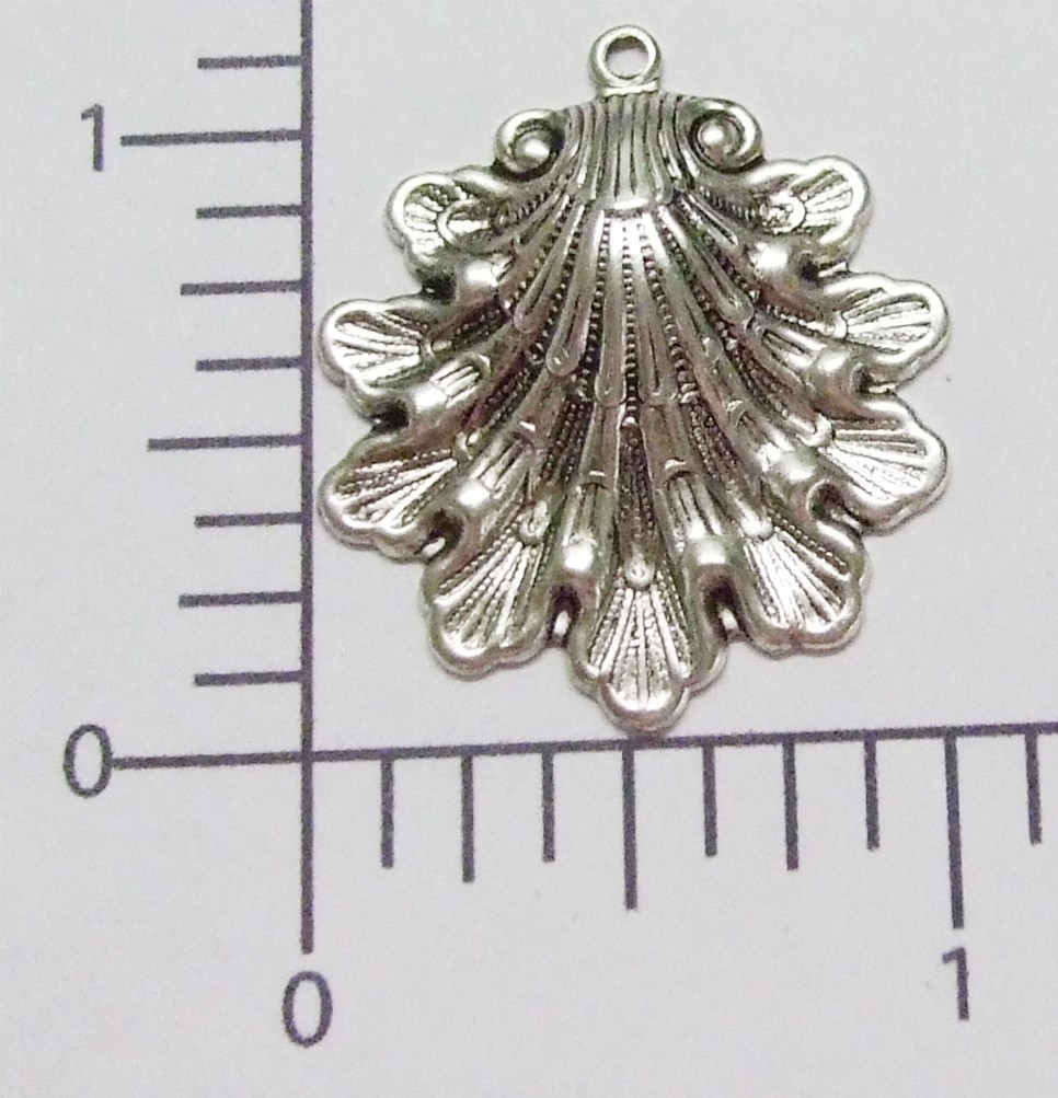 24164 2 Pc Matte Silver Oxidized Victorian Shell Charm Jewelry Finding