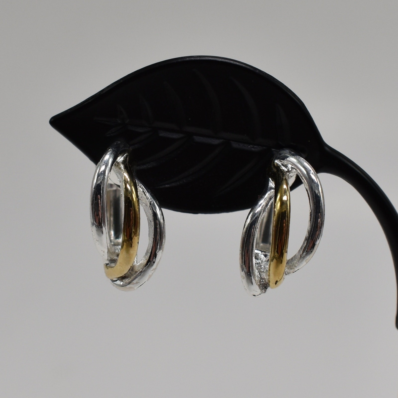 Vintage Napier Signed Multi Hoop Earrings Gold Silver Tone Screw Back Clip On