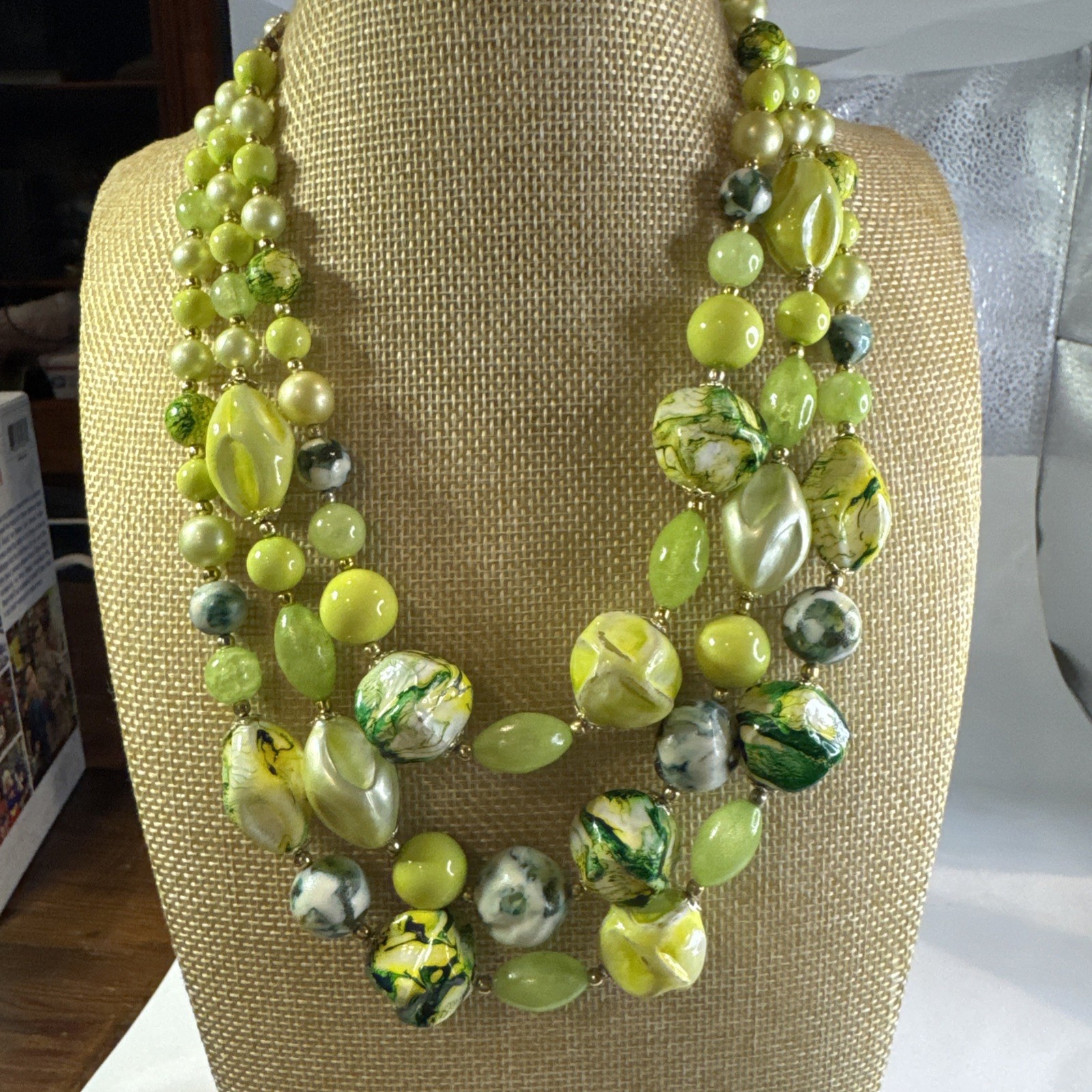 Vintage JAPAN necklace triple strand 16-18”