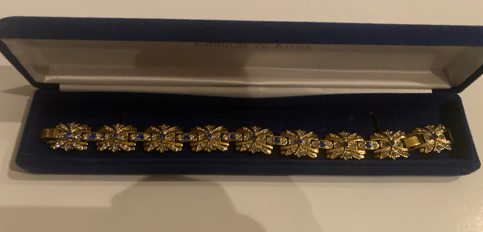 Camrose & Kross Jacqueline Kennedy Sapphire And Crystal Flower Gold Bracelet