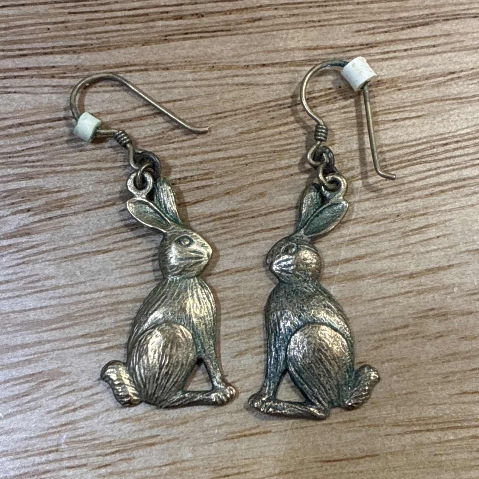 Brass Bunny Rabbit Earrings Vintage Dangle From Estate