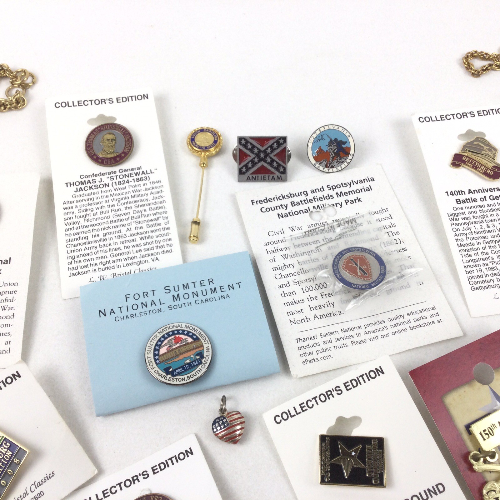 Estate Lot Civil War Gettysburg Lee Sumter Enamel Pin Jewelry Lot 31pc Military