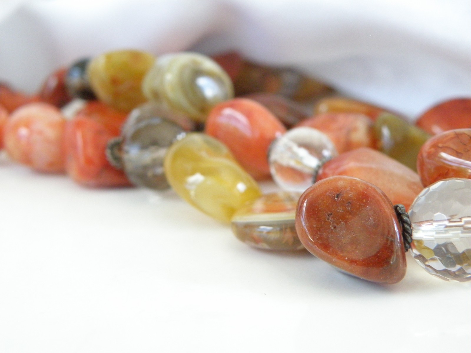 Vintage Natural Carnelian Multi Stone Bold Sterling Silver Necklace