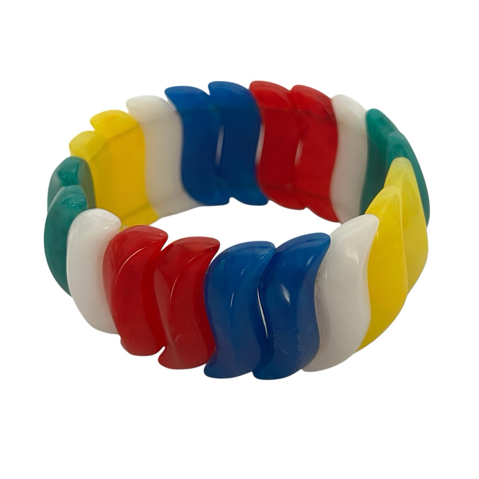 Vintage Avon Summer Brights Lucite Stretch Wave Bracelet 1984 Multi-Color Chunky