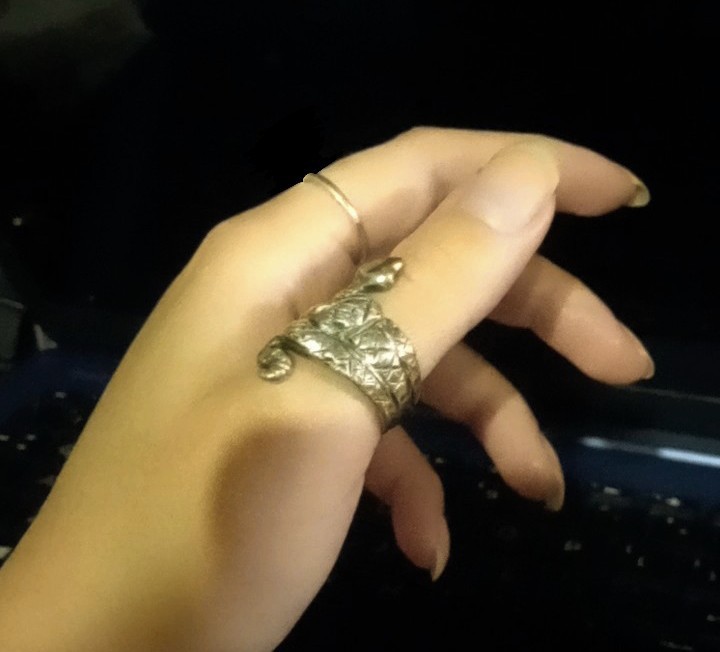 Vintage Unisex Sterling Silver 1960s Coiled Snake Goth Ring Size 10 Cigar Band