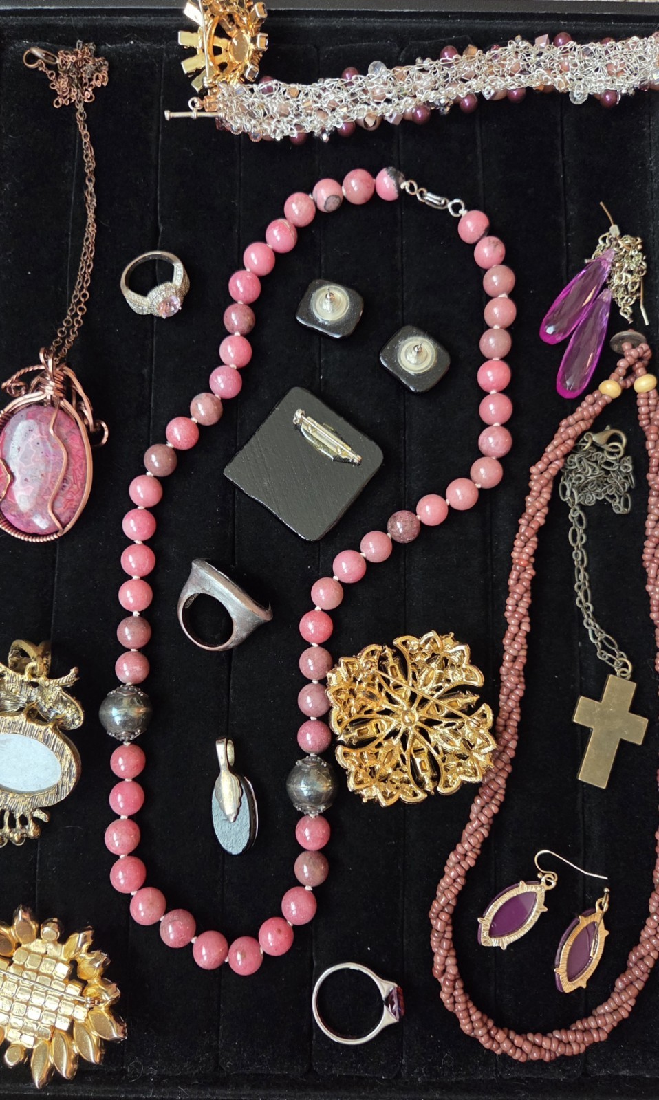 Vintage To Now Necklace Bracelet Brooch Earring Lot Mauve Purple Pink