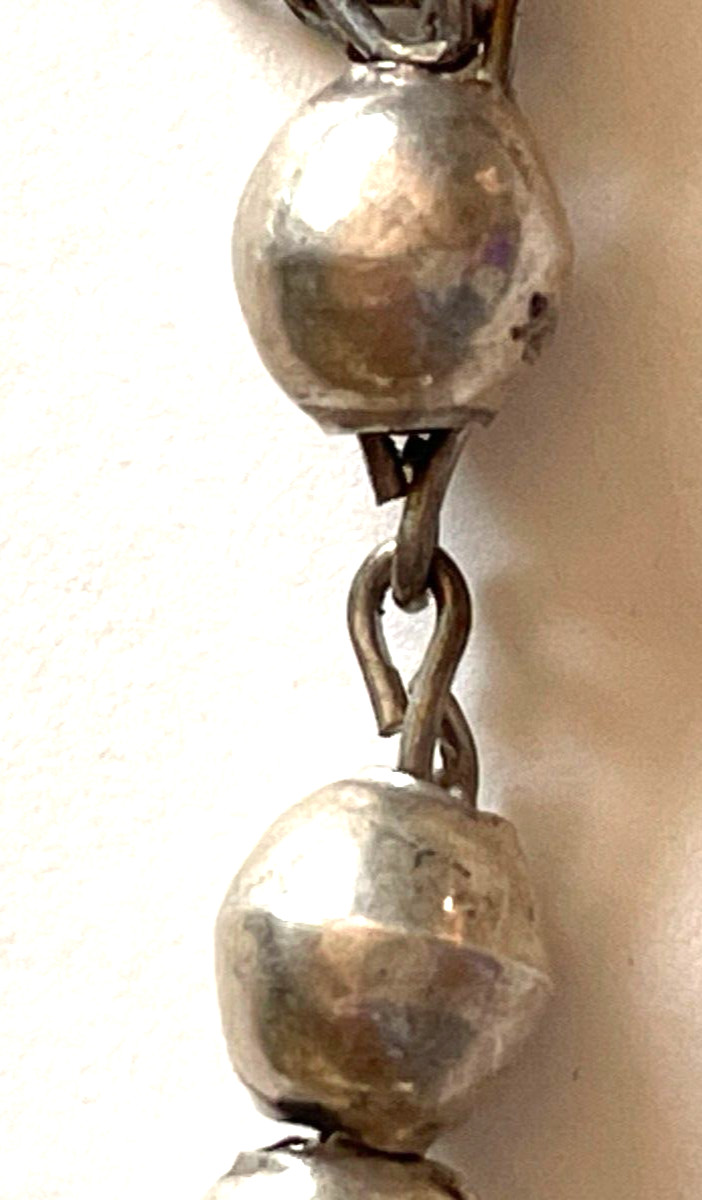VTG 1960’s SOUTHWESTERN STERLING SILVER BALL BEADS 12 IN. NECKLACE~22gr.