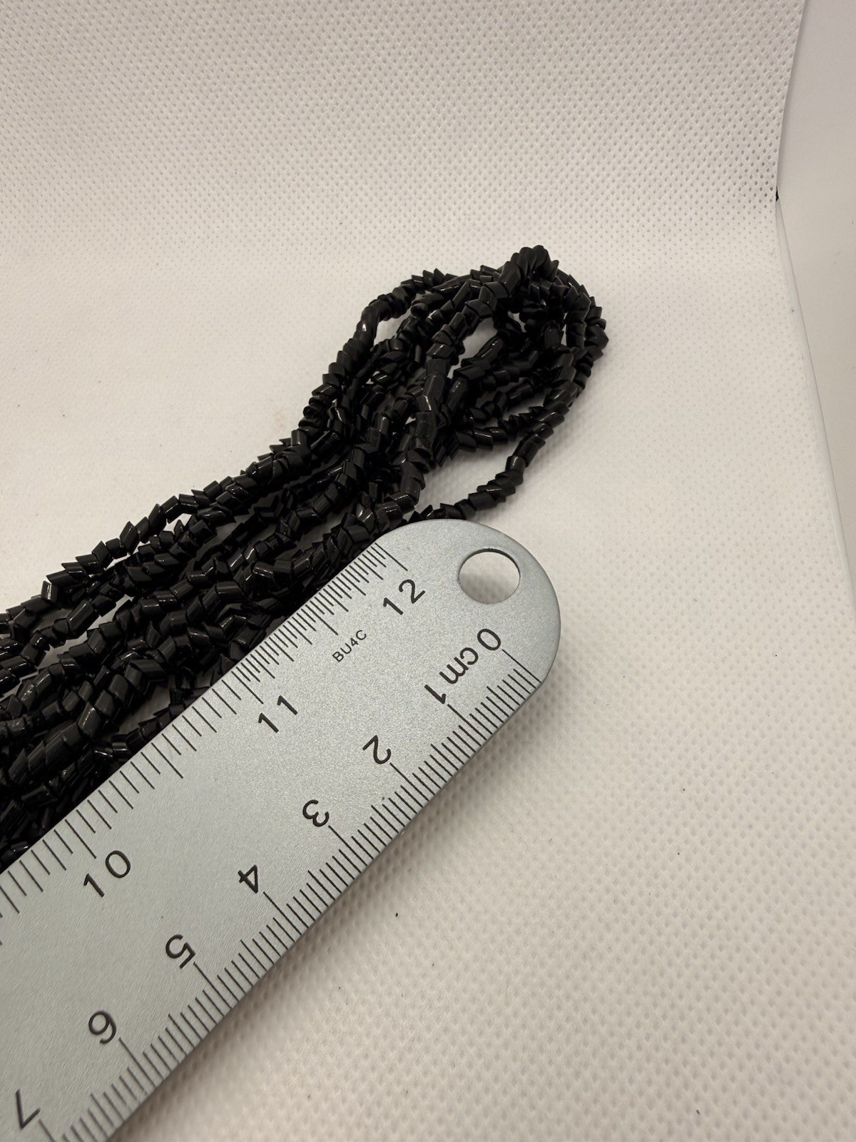 Vintage Multi Strand Black Faceted Bead Necklace Statement Bib Cascade 25 In