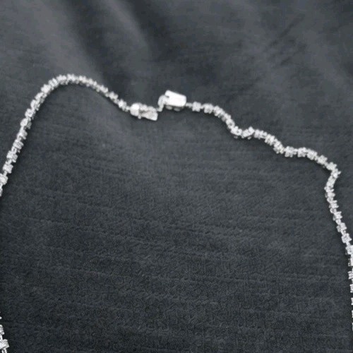 Vintage 925 Sterling Silver Art Deco Multi-Strand Crystal Rhinestone Necklace